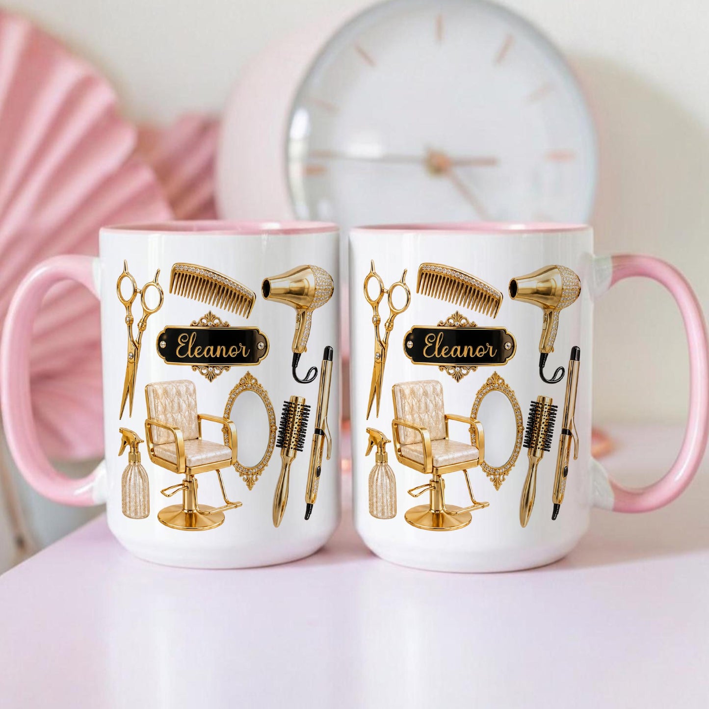 Personalized Hairstylist Mug Custom Name, Hairdresser Appreciation Gift, Gold Hair Stylist Coffee Cup Salon Owner Cosmetology Graduation