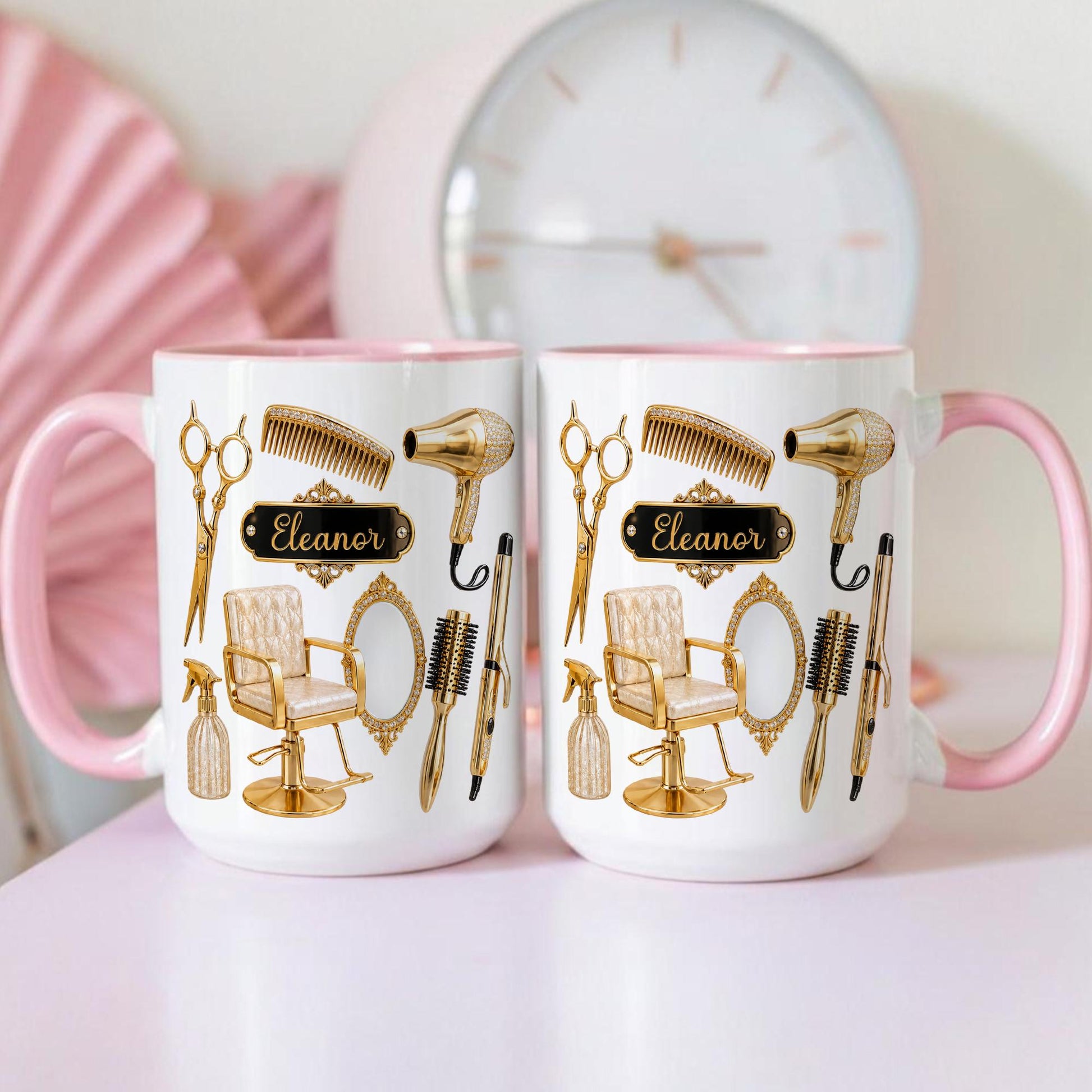 Personalized Hairstylist Mug Custom Name, Hairdresser Appreciation Gift, Gold Hair Stylist Coffee Cup Salon Owner Cosmetology Graduation